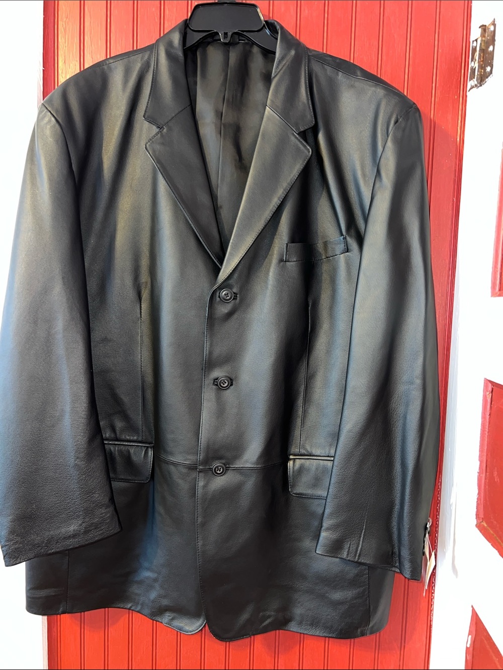NEW j.ferrar Black Leather Sport Coat Blazer Soft XL - Picture 2 of 11